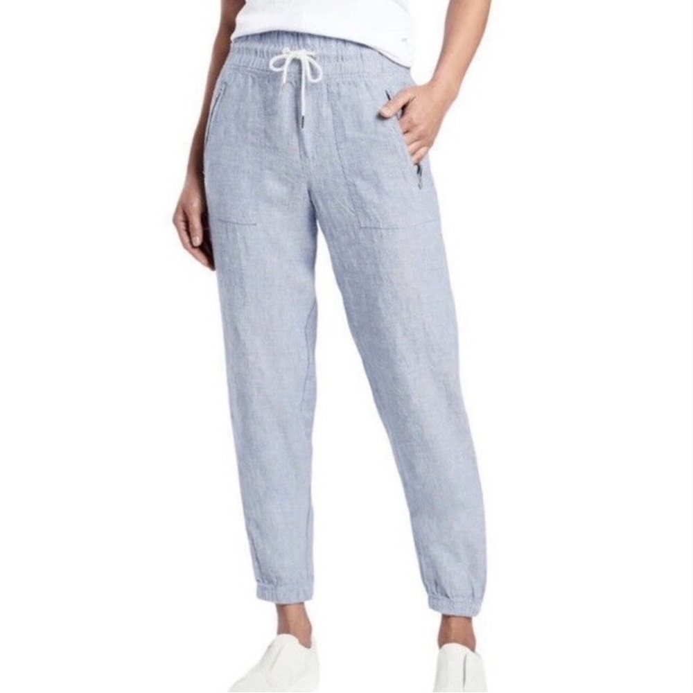 ✨‎ Athleta Cabo Linen Jogger Pants Size 8 Resort Coastal Travel ✨